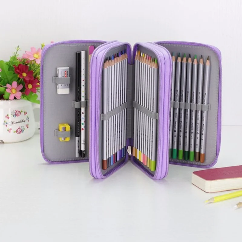 

Cute Penal for School Pencil Case for Girls Boys Penalty Big Pencilcase 3 Layer 52 Holes Pen Box Stationery Cartridge Kit Bag