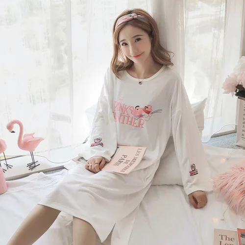 C Q 1229 Good Quality Autumn Winter Warm Full Cotton Nightgown Home Wear Lovely Nightgowns for Women Loose Girl Sleepwear Nightgown - Цвет: C Q 1229