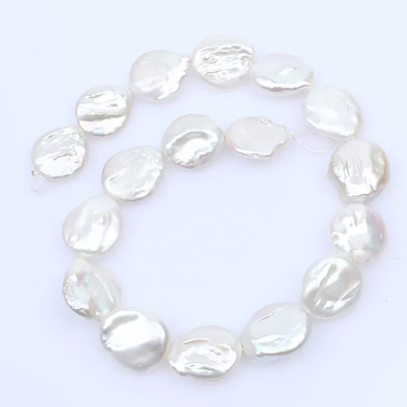 popular Free shipping 20mm huge genuine pearl natural white from freshwater oyster drop coin shape jewelry making