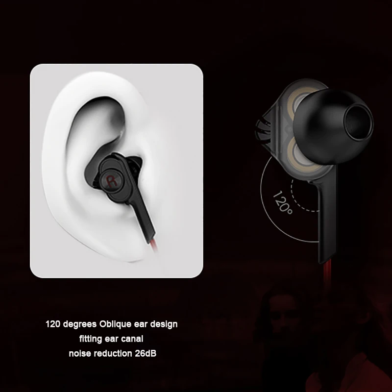 Uiisii наушники BA-T6 с двойным драйвером, шумоизоляция, Hi-Fi стерео наушники для спорта, музыки, игр, наушники для IOS и Android