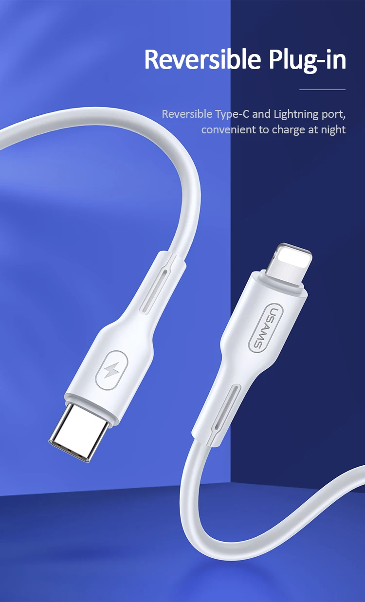 USAMS для usb c к Lightning зарядный кабель для iPhone xs max xr 8 7 6s plus 5S 11 apple ipad pro быстрое зарядное устройство pd кабель