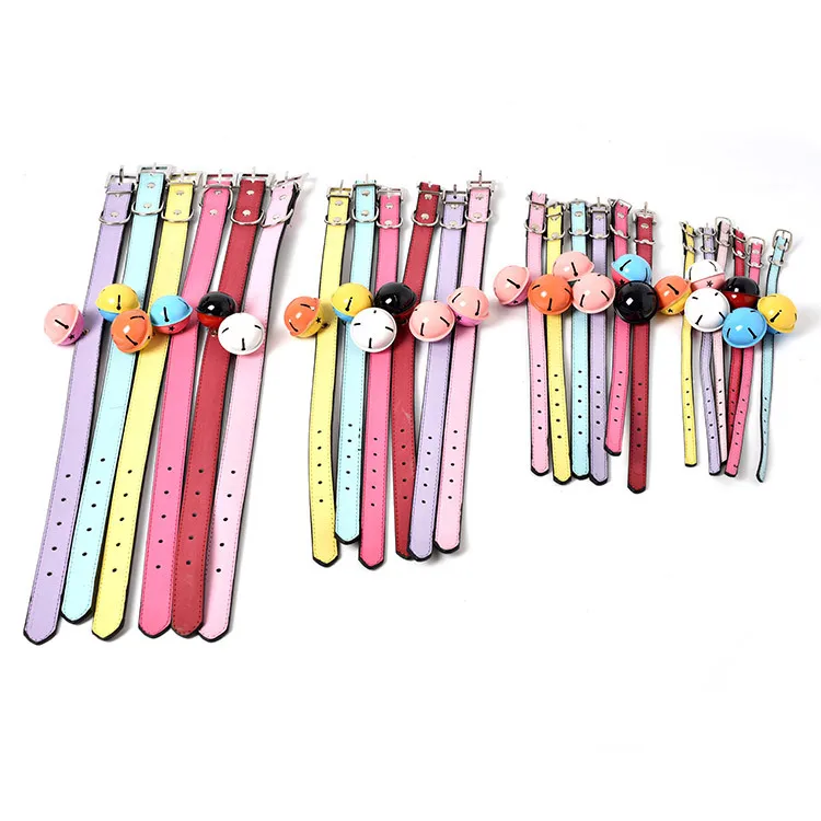 Pet Cat leather Collars With Bells Charm Adjustable Fashion Necklace Collar For Little Dogs Supplies | Дом и сад