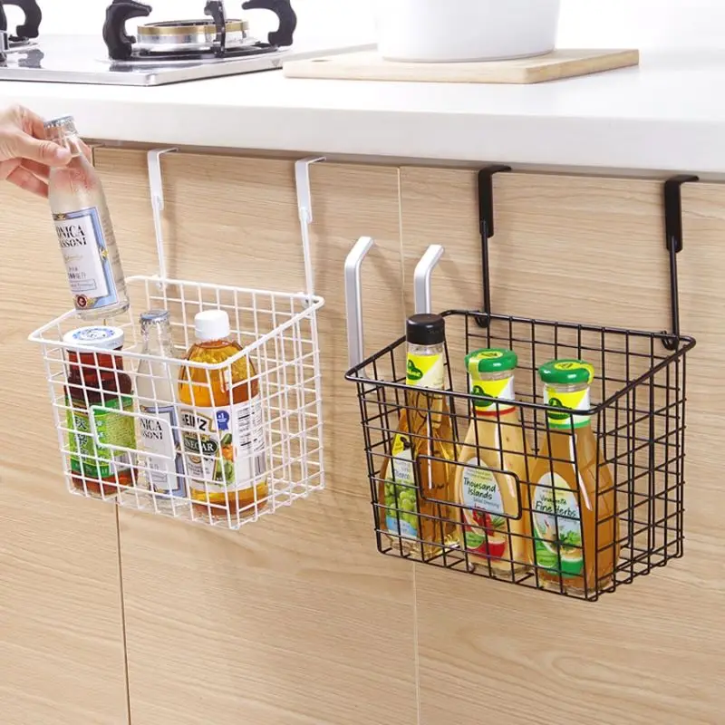 

Kitchen Accessories Storage Organization Storage Basket Rectangular Storage Box Wall Hanging Wrought Iron Free Punching Rack