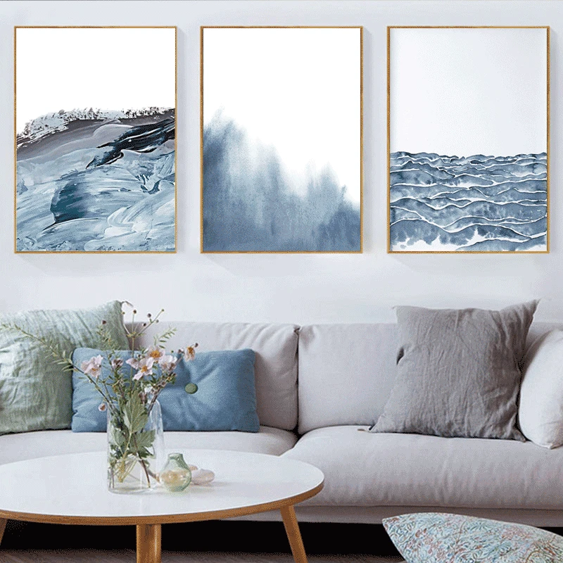 Морской песок холст живопись абстрактный океан настенное искусство пейзаж
