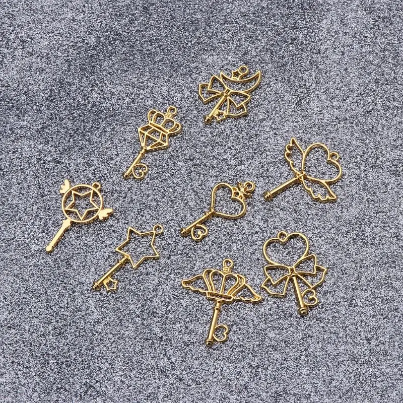 8Pc Magic Wand Frame Pendant Open Bezel Blank Setting UV Resin Jewelry DIY Charm Dried Flower Decorative Hand Crafts - купить по
