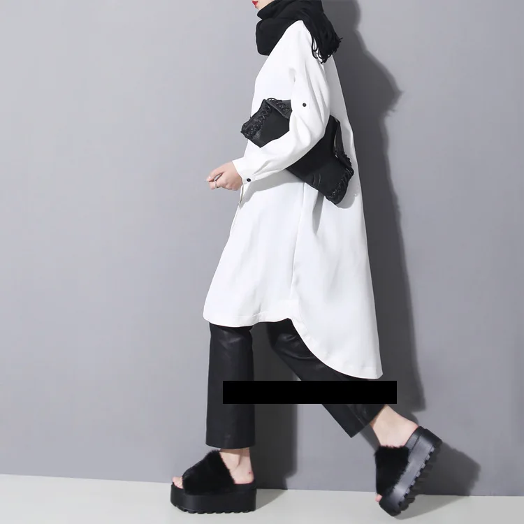 Женское асимметричное платье-рубашка GETSRING длинная свободная хлопковая рубашка