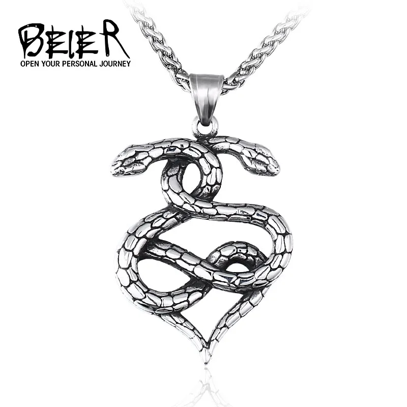 Байер ожерелье с медальоном в виде змеи для мужчин нержавеющая сталь амулета