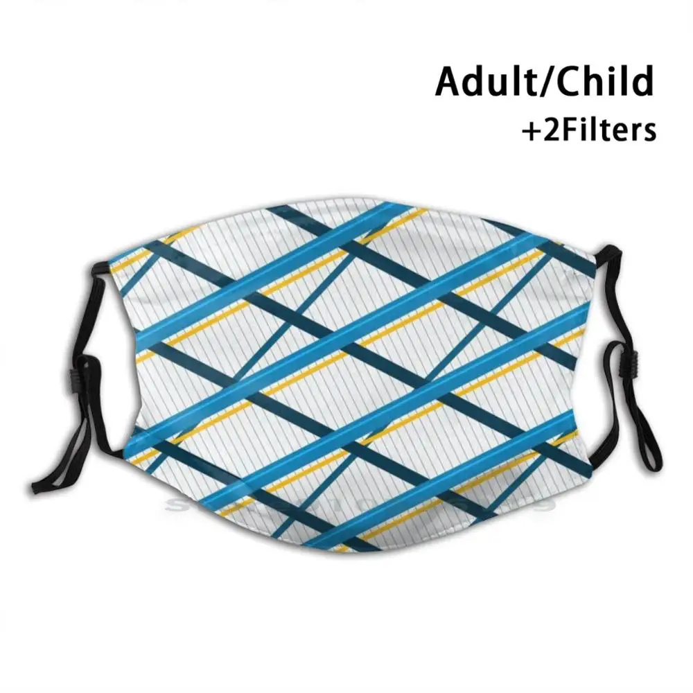 

Deco полосатая синяя детская моющаяся забавная маска для лица с фильтром художественные полосы золотой белый синий Ericpauker Eric Pauker Abstract