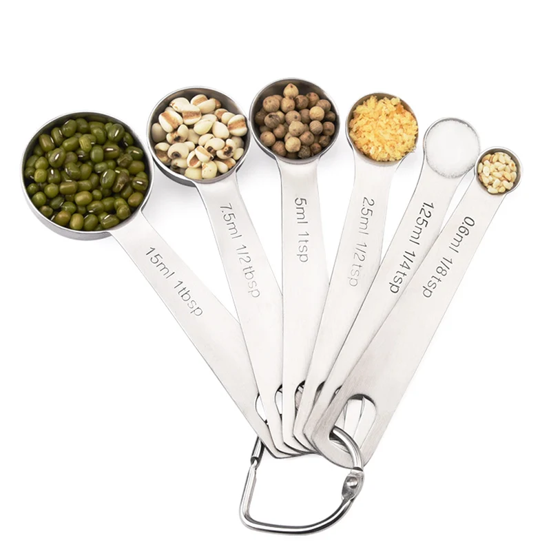 

Multipurpose Food-grade Stainless Steel Measuring Spoon Coffee Powder Spice Measure Scoop 6pcs/set Kitchen Baking Cooking Tools
