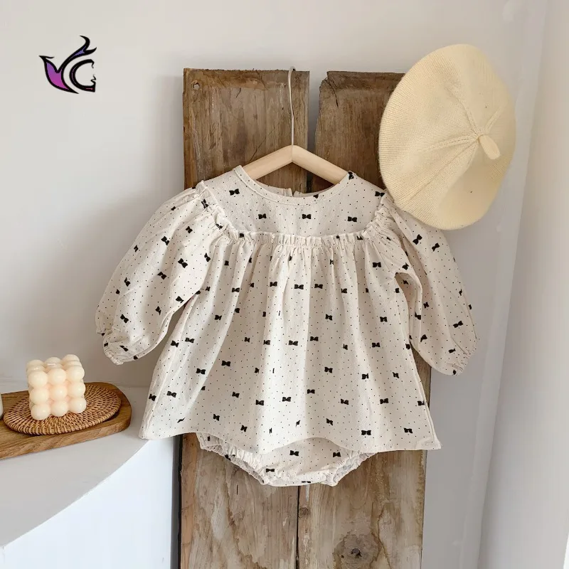 

Брендовая детская одежда Yg, Детский комплект из топа и брюк, весна 2021, для девочек, в горошек, с длинным рукавом, Детский комплект из двух пред...