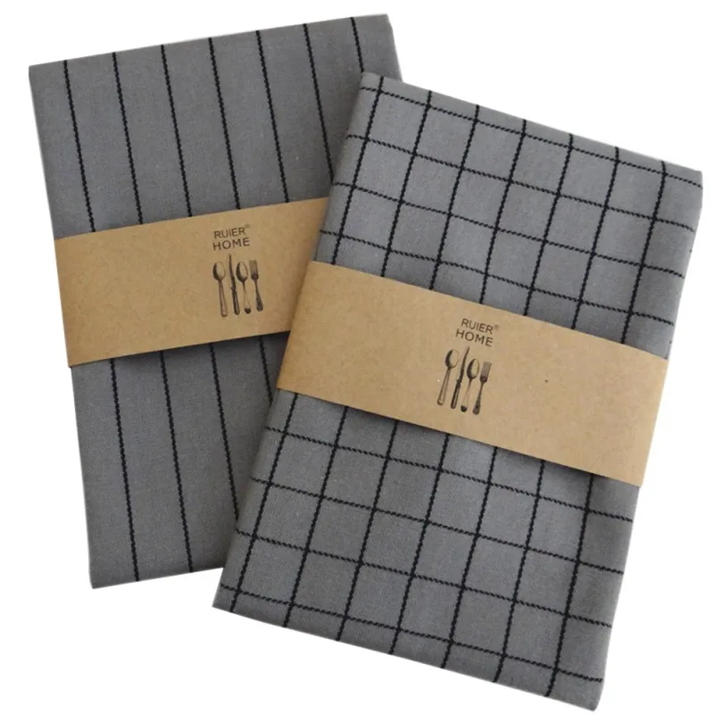 

2PCS Pure Cotton Napkins Classic Gray Series TEA TOWEL Cloth Art Napkin KITCHEN TOWEL Dishes Napkin Table Decorative