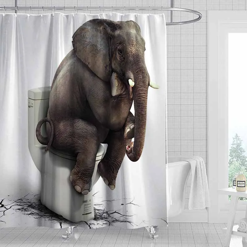

Animals Elephant Tiger Unicorn Zebra Printed Shower Curtains Frabic Waterproof Polyester Bath Curtain With Hooks 180x180cm