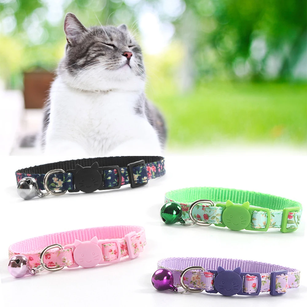 

Personalized Pet Cat Collar Rose Flower Ribbon Satin Ribbon Pet Cat Collar Safety Buckle Color Buckle With Bell
