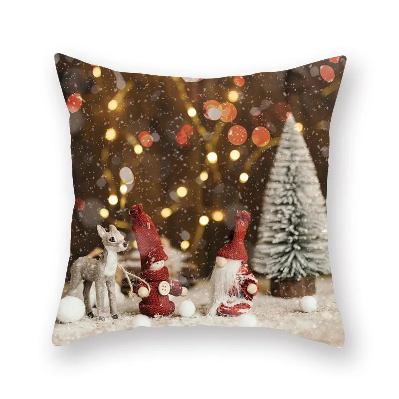 

Snowflake Pillow Case Merry Christmas Decorative Pillowcases Peach Skin Throw Pillow Case Car Sofa Cushion Cover 45cm*45cm