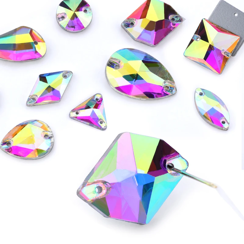 Стразы для шитья стразы из обычного стекла с кристаллами AB много цветов декор