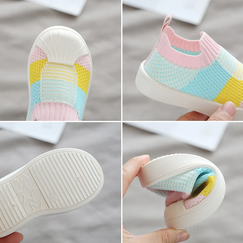 

2021 Spring Girl Boy Casual Shoes Comfortable Infant Toddler Shoes Non-slip Soft Bottom Stitching Color Sneakers Baby Kids Shoes