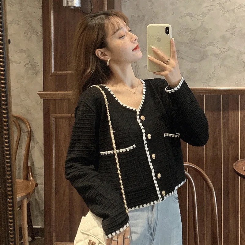 Тонкий тип для весны и осени свободный уличный короткий топ с высокой талией