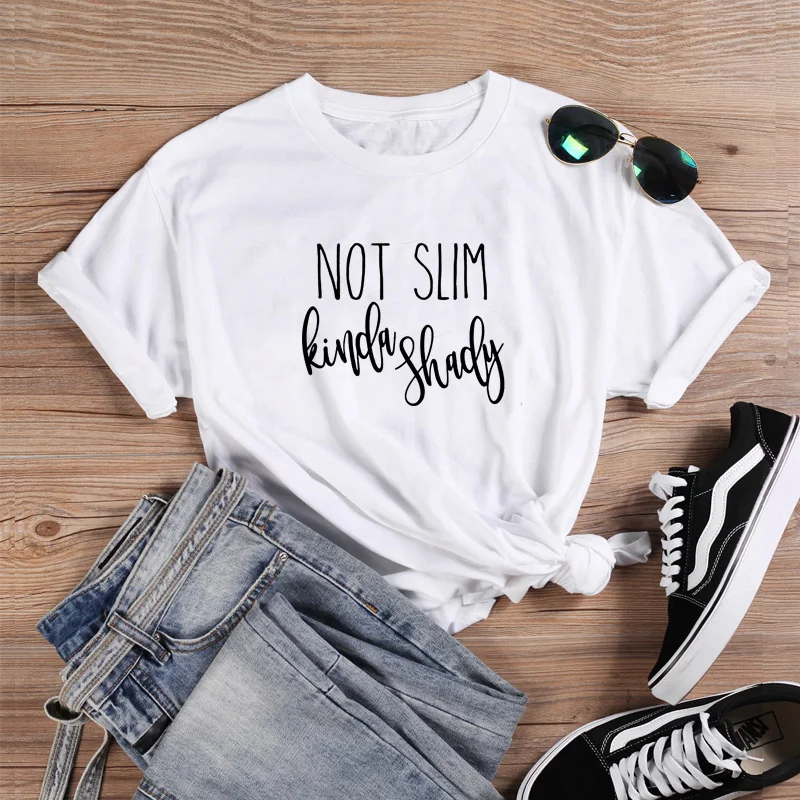 

NOT SLIM Fashion T-shirt Women Summer Cotton T Shirt Women Harajuku O-neck Ladies Top Tee Shirt Femme Black & White