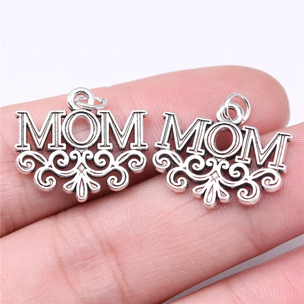 

10pcs 21x18mm Antique Silver Color Mom Charms For Jewelry Making B16234