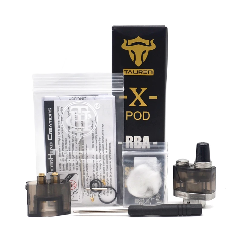 

2.0ml Pod Cartridge with RBA Coil for Thunderhead Creations Tauren X Pod Kit