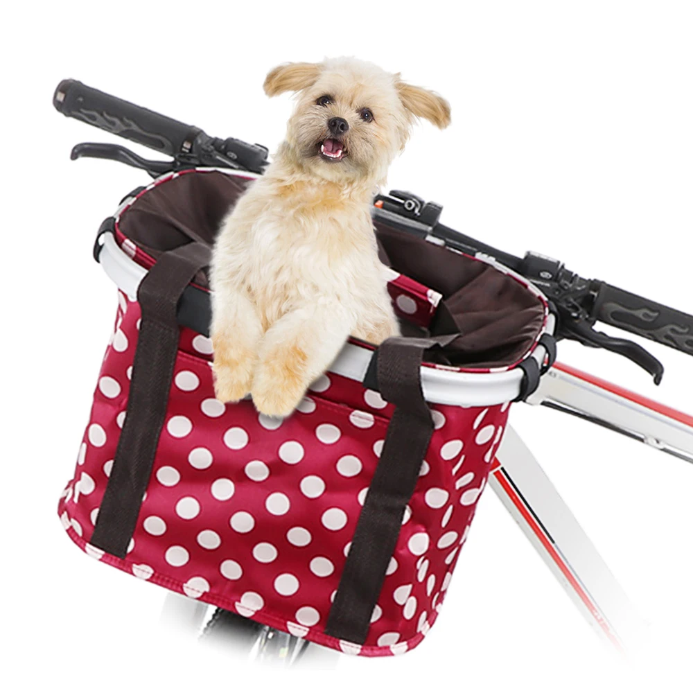 Cycling Folding Basket Pet Carrier Bag MTB Aluminum Alloy Bicycle Front Quick Release Bike Cloth Handle | Спорт и развлечения