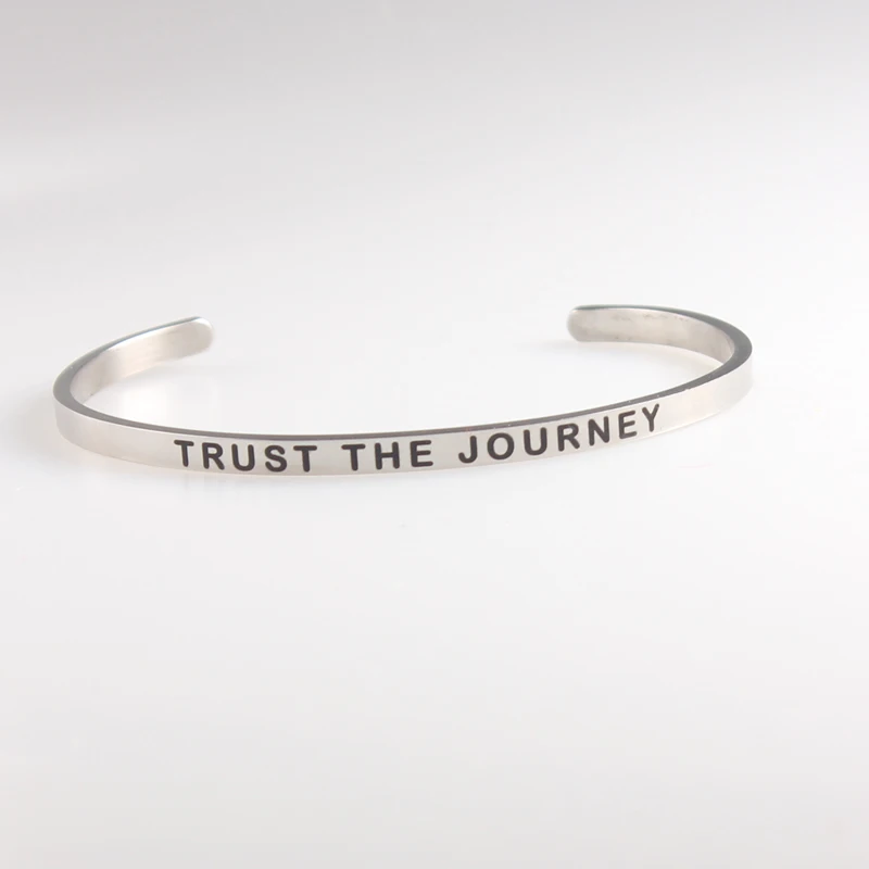 Шикарные Серебряные Нержавеющая сталь барный браслет доверять путешествие