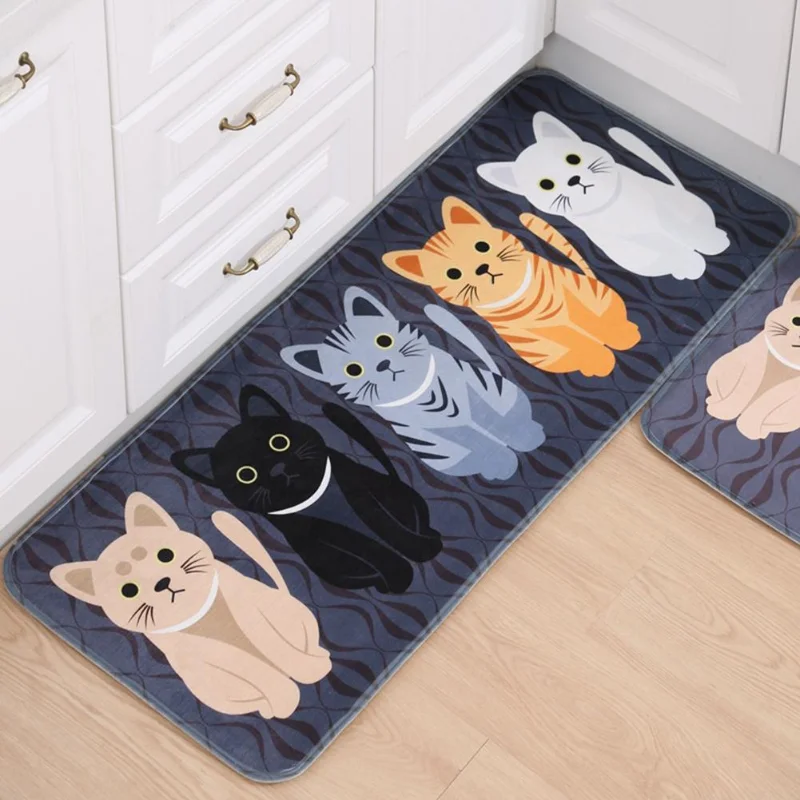 

Animal Cute Cat Print Bathroom Kitchen Carpet Hallway Welcome Floor Mat House Home Doormats Rug Living Room Anti-Slip Tapete Rug