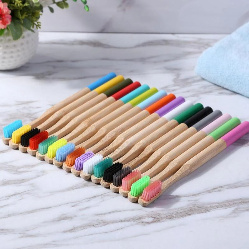 

10-Pack Bamboo Toothbrush Medium Bristles Biodegradable Plastic-Free Toothbrushes Cylindrical Low Carbon Eco Bamboo Handle Brush