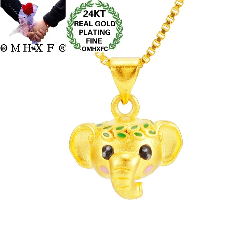 

OMHXFC Jewelry Wholesale PN427 European Fashion Hot Fine Woman Girl Party Birthday Wedding Gift Elephant 24KT Gold Pendant Charm