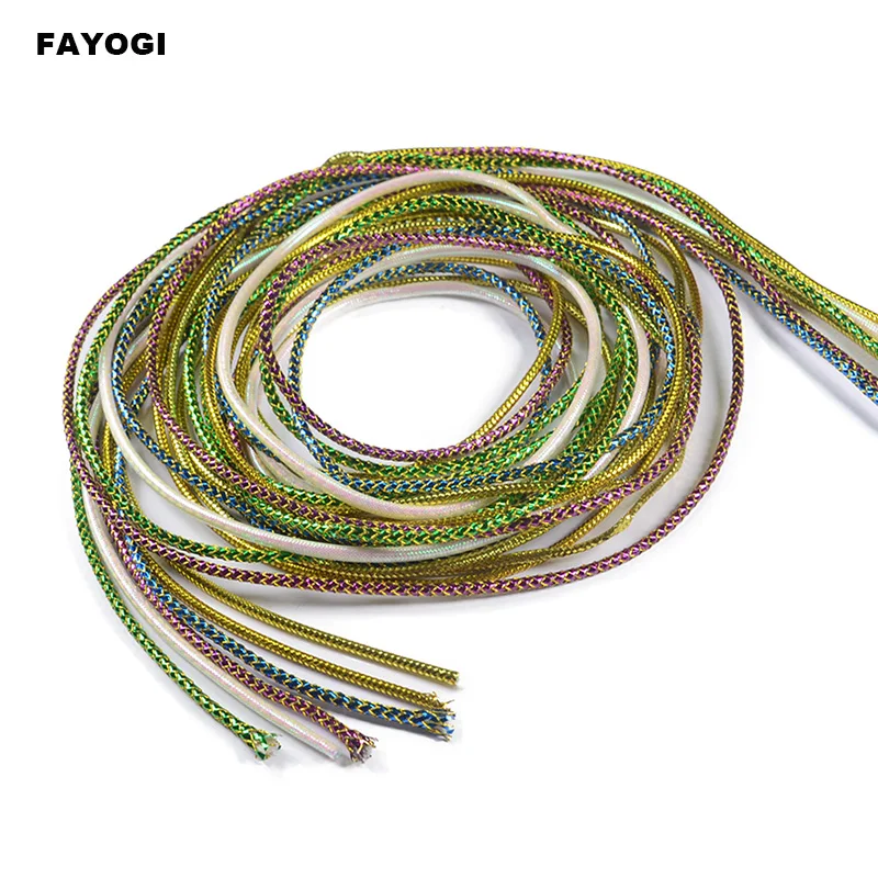 4 сумки (8 м)/набор, голографические шнуры из майки, нательные шнурки мигающего блеска для рыб, материал для вязания мушек, диаметр 3 ~ 4 мм, случайный цвет