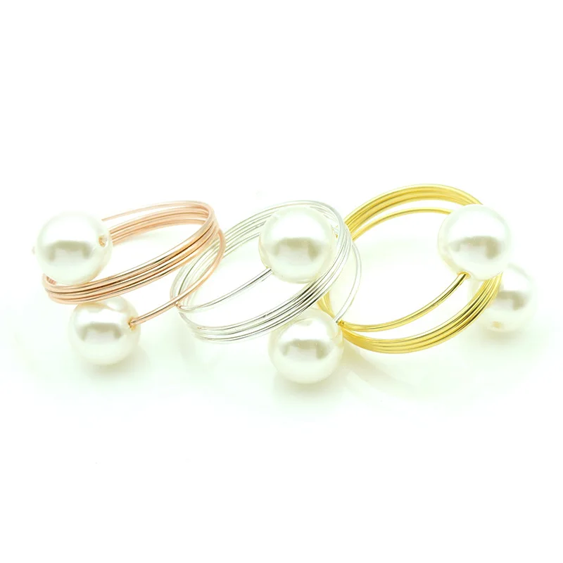 60 шт./лот рождественское кольцо для салфеток металлическая жемчужная Пряжка