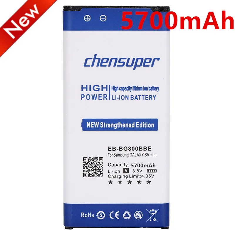 Батарея chensuper для Samsung Galaxy S5 mini мини-аккумулятор G870 с аккумулятором на 5700 мА/ч 1 2 5 |