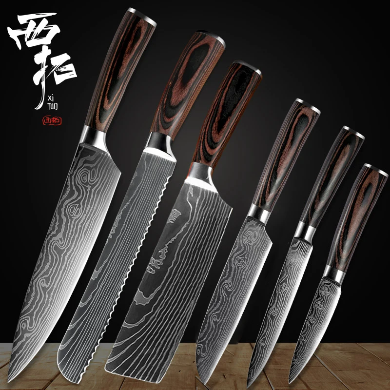 

XITUO Kitchen Knife Set Chef knife Stainless Steel Blades Sharp New Santoku Cleaver Slicing Utility Paring Knives Cooking tool