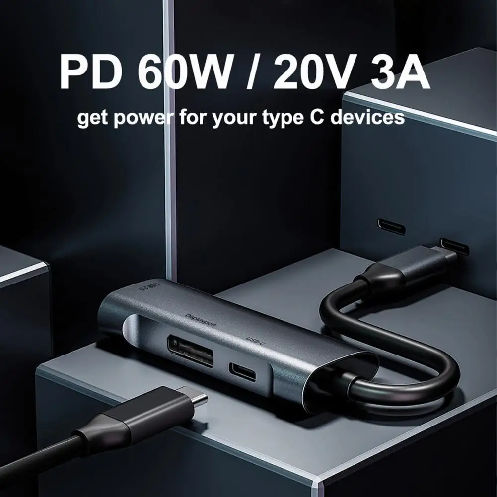 

Алюминий сплав Тип тип-c док-станция Многофункциональный Plug & Play 3-в-1 DisplayPort PD 480 Мбит/с 60 Вт USB 2,0 USB C концентратор для ПК чехол для телефона
