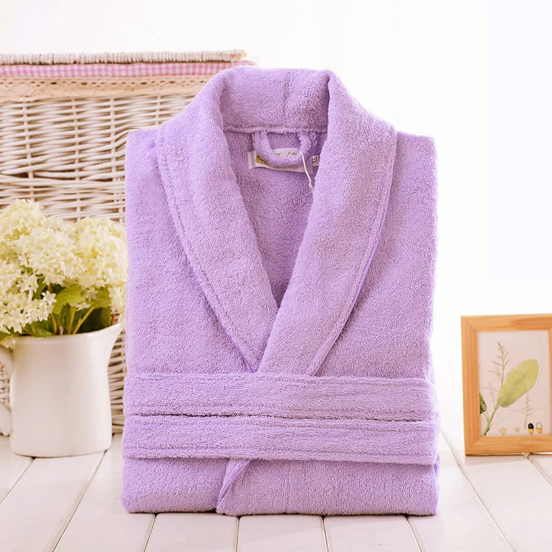 

100% Cotton Toweling Terry Robe Unisex lovers Soft Bath Robe Men And Women Nightrobe Sleepwear Male Casual Home Bathrobe