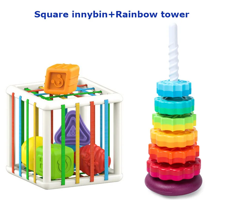 spin again stacking blocks baby educational toys for children 0 12 months gift rainbow tower colorful plastic jenga stacker gift free global shipping