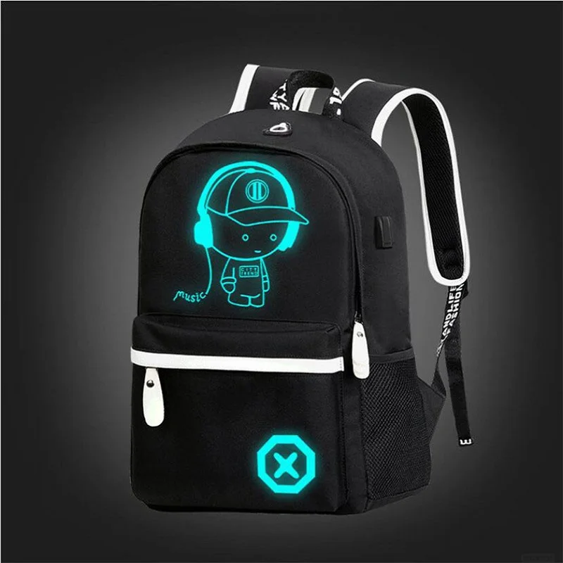 Mjzkxqz Student School Backpack Luminous USB Charge School Bag For Teenager Boy Anti-Theft Children's Schoolbags Laptop Backpack