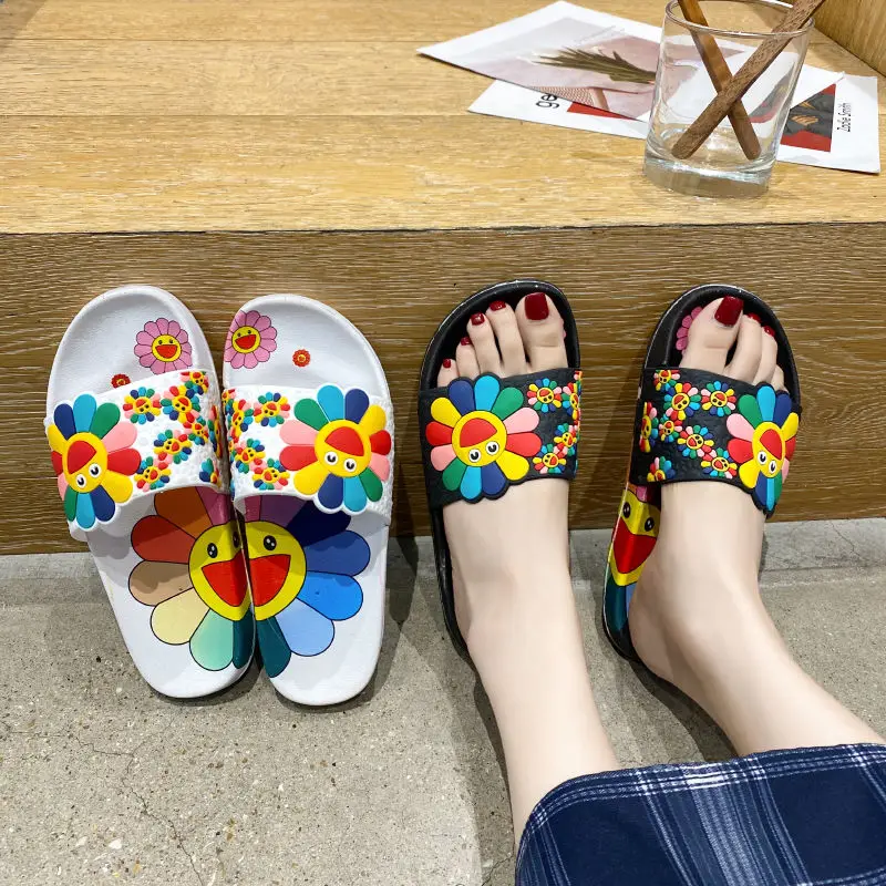 

Apanzu Slippers for Women Summer Sunflower SunFloral sliders Beach Sandals Female Indoor Flip Flops Ladies Soft Slides Shoes