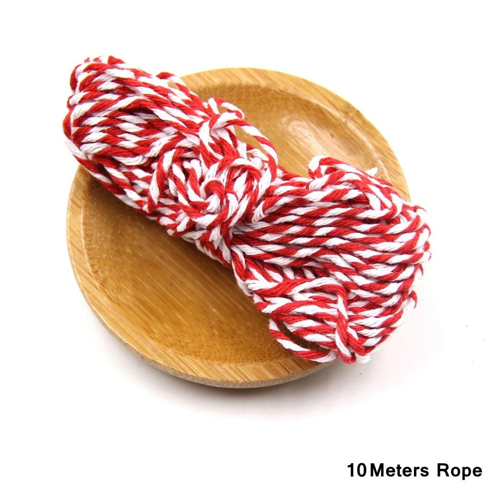 10M Red White Rope 50 шт белая Снежинка крафт бумажные этикетки праздничный подарок на Рождество упаковочные материалы Счастливого Рождества DIY крафт бумажные карты - Цвет: 10M Red White Rope