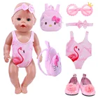 Бесплатная доставка 4 шт.компл. Одежда для кукол = 1 одежда + 1 рюкзак + 1 обувь + 1 очки Dsiney Unicorn Для американской куклы диаметром 18 дюймов и 43 см