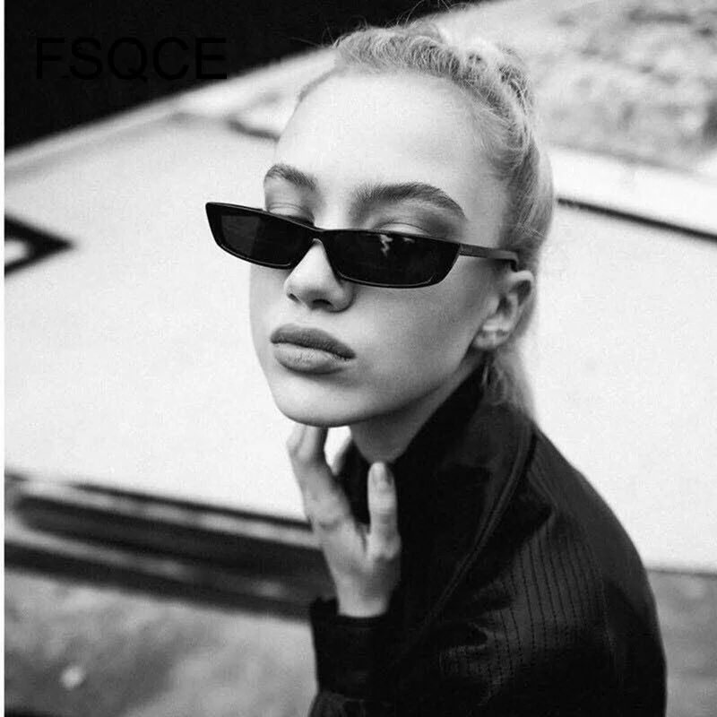 Vintage Rectangle Sunglasses Women Brand Designer Small Frame Sun Glasses Retro Black Eyewear Narrow Sunglass Weird UV400 | Аксессуары