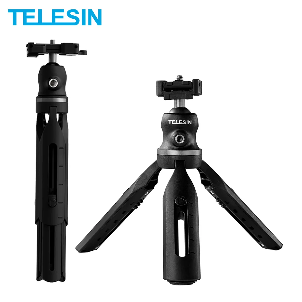 TELESIN Extendable Mini Tripod Phone Clip 360 Degree Ball Head With Cold Shoe Vlog for GoPro Camera iPhone Android DSLR | Электроника