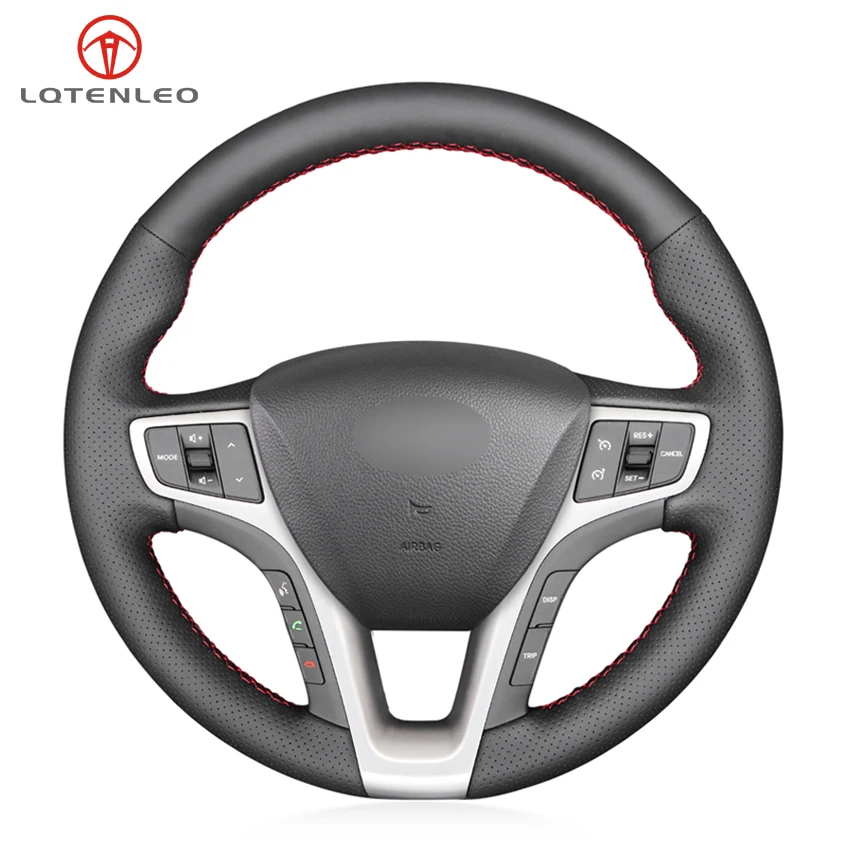 

LQTENLEO черный чехол рулевого колеса автомобиля из искусственной кожи для Hyundai I40 2011-2019