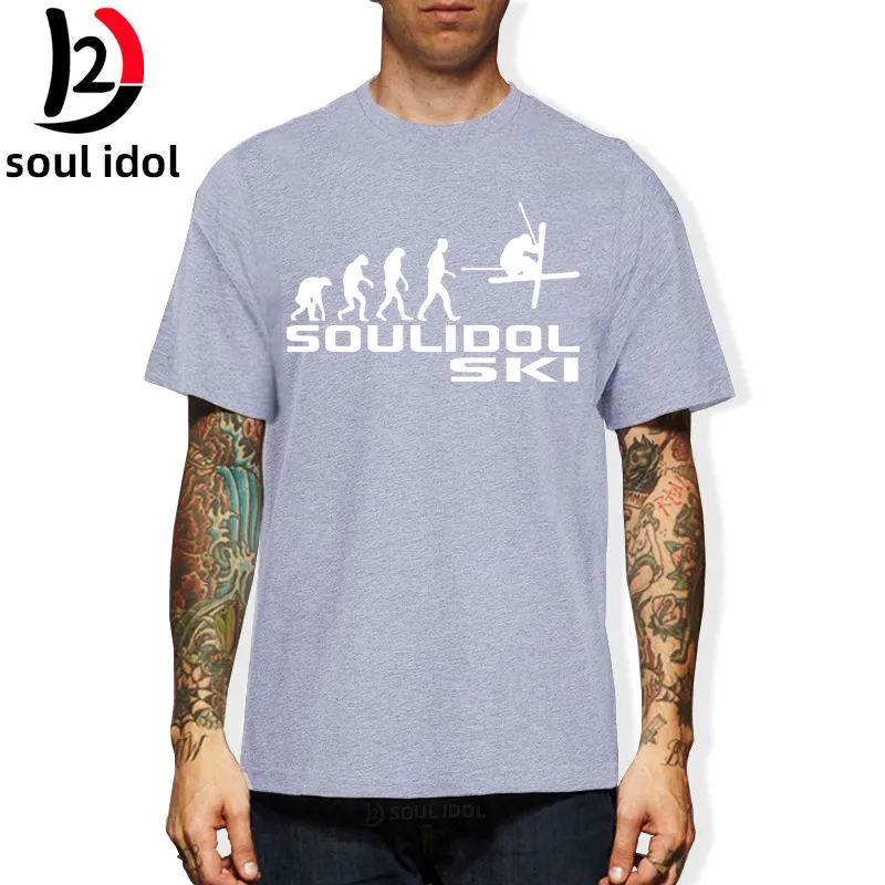 

D2 Funny Evolution Born To SKI Tee Shirt Male Unique Design Sport Stylish Print T-Shirt cotton Short Sleeve SOUL IDOL T Shirt