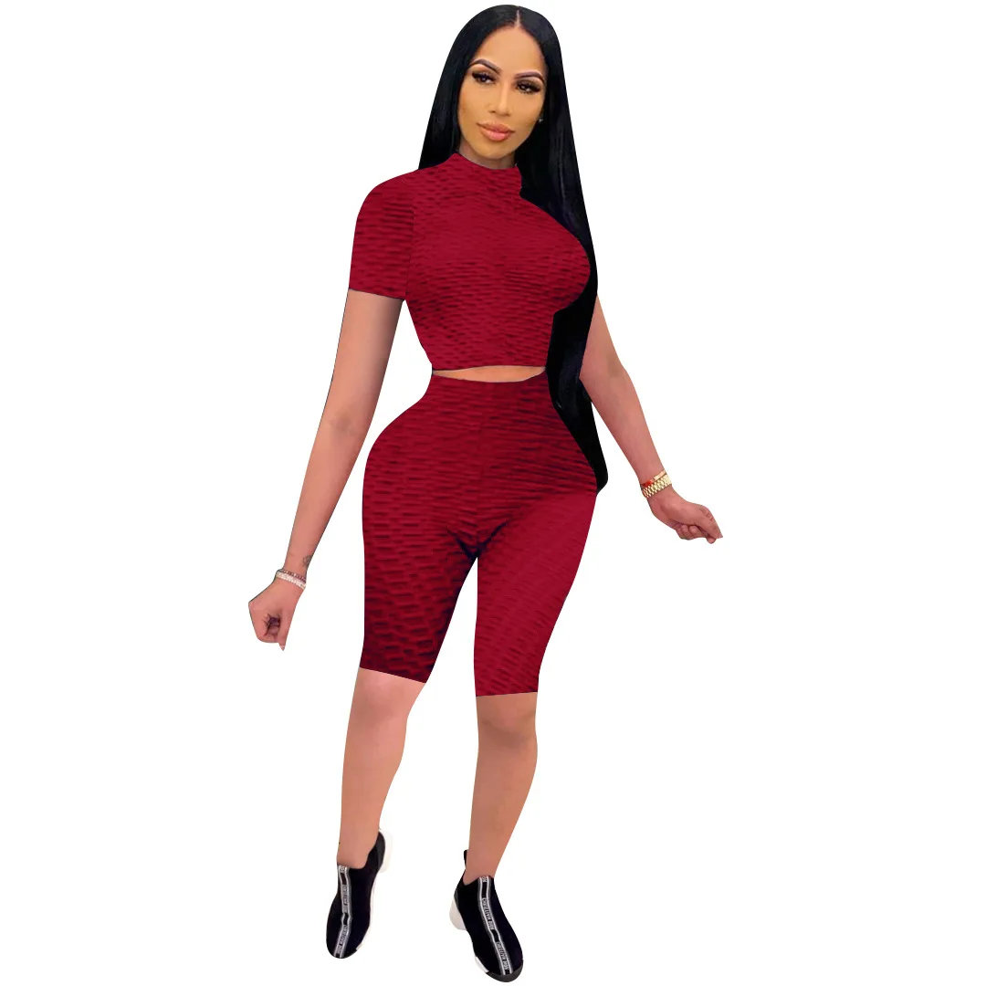 

Женский жаккардовый комплект из леггинсов и укороченного топа для фитнеса