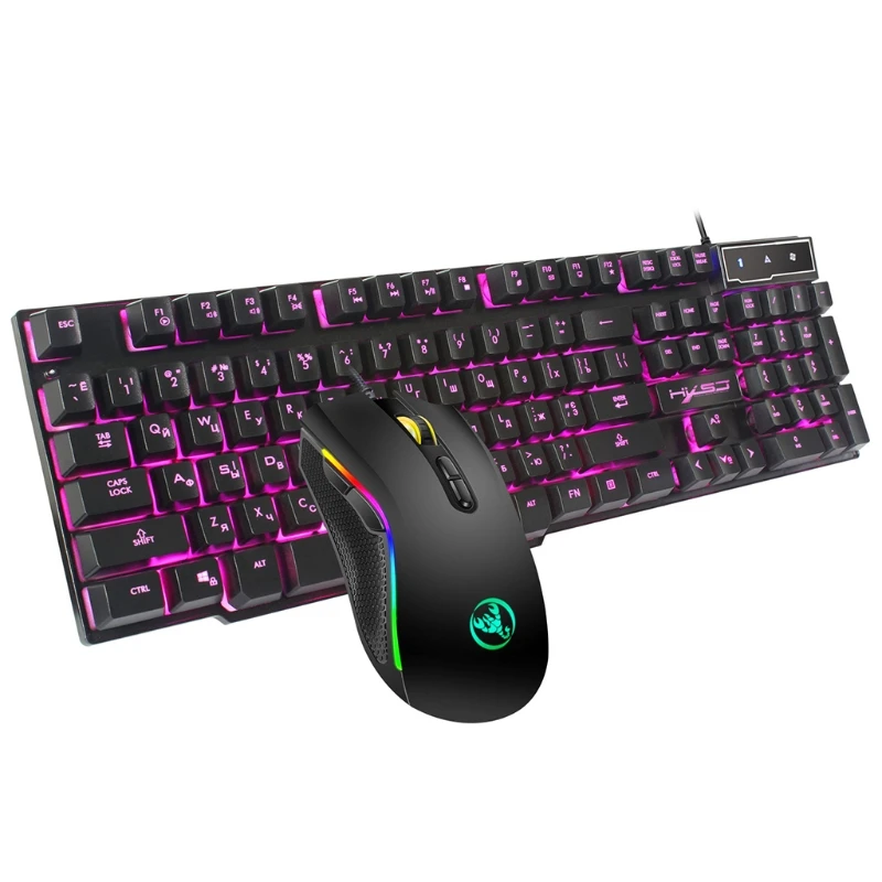 

R8 Three Color Backlit USB Wired Gaming Keyboard and Mouse Set for Notebook Desktop Games Gamer Working Office Homen Use