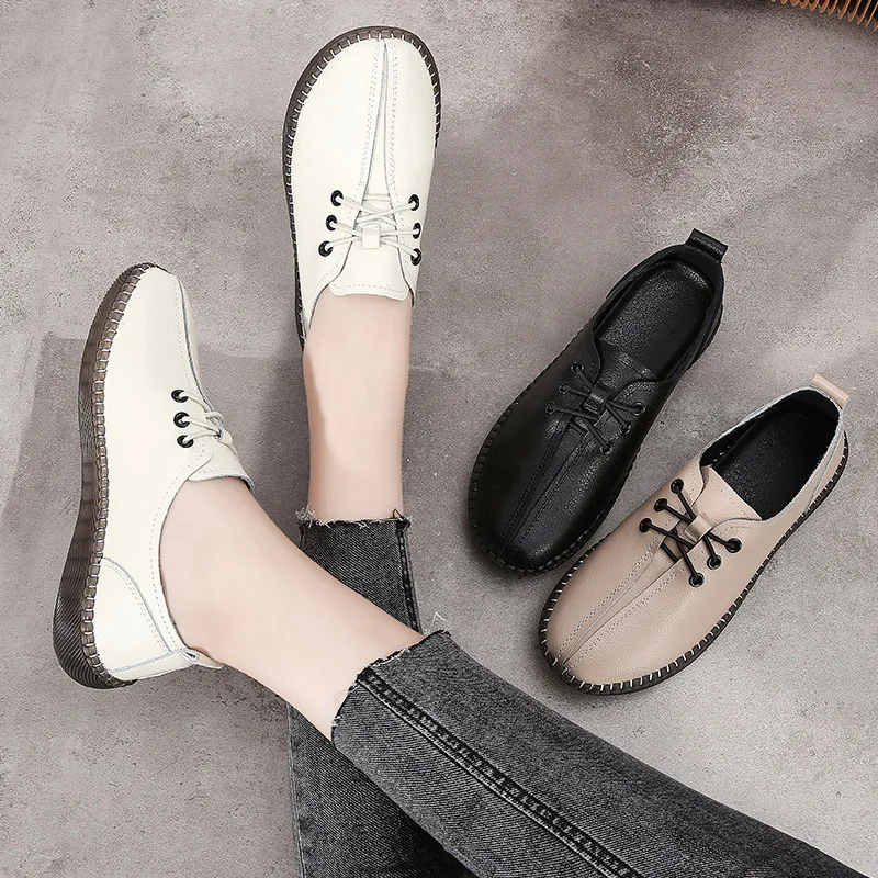 

Casual Women Leather Shoes Slip On Oxford Shoes For Women Flats Comfortable 2020 Loafers Ladies Mocasines Black Flat Mujer Pisos