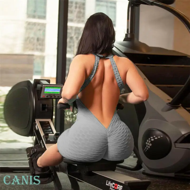 Imcute 2020 Женский Цельный боди спортивный костюм сексуальный комбинезон с открытой