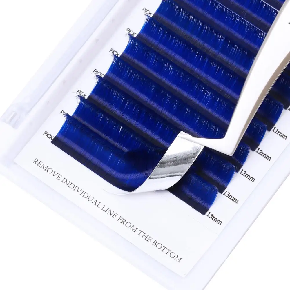 Цветные накладные ресницы Eyalash Easy Fan 8-14 мм Mix Lenth из искусственной норки цветущие