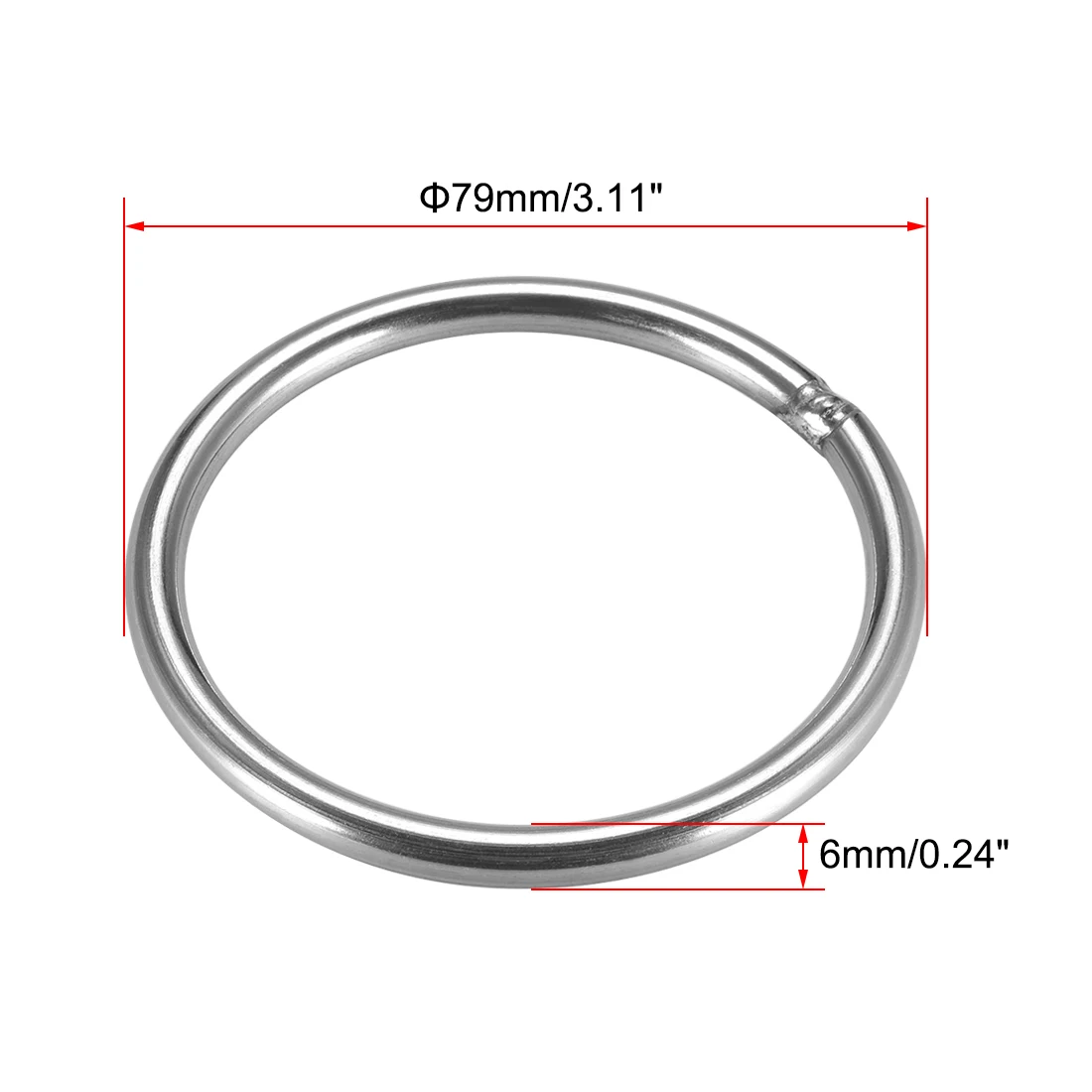 

uxcell Welded O Ring, 79 x 6mm Strapping Round Rings Stainless Steel 6pcs